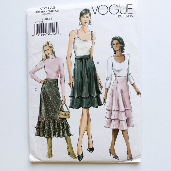 Vintage Vogue Sewing Skirt Pattern V7972 Misses Petite 8-10-12 Ruffled 2004 - Picture 2 of 5